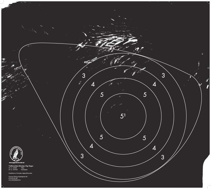 Träffområde älg 50 m höger, (2017)